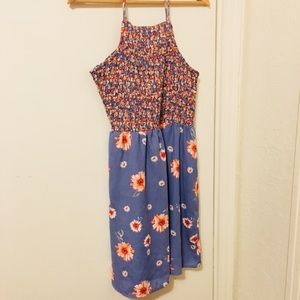 Smocked floral print dress
